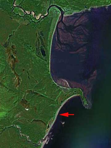 Aerial view of the area around camp.