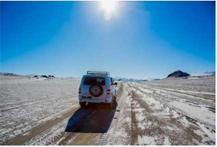 Russian car in sunshine and blue sky