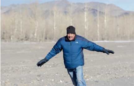 Dr. P impersonating a flying eagle