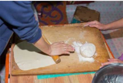 Rolling the dough for dumplings