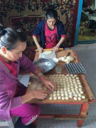 Rolling the dough for dumplings