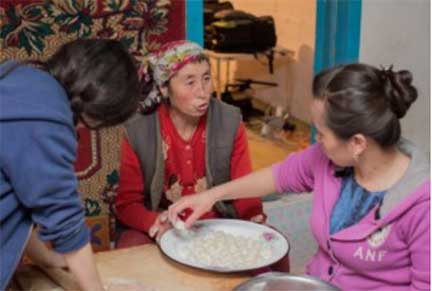 Rolling the dough for dumplings