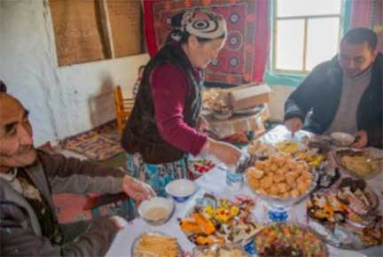 Grandma serving the food