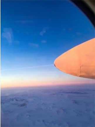 View of horizon from airplane