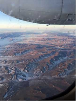 View of horizon from airplane