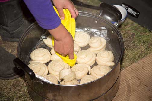 Dumplings that look like plain Cinnabons for the mutton feast