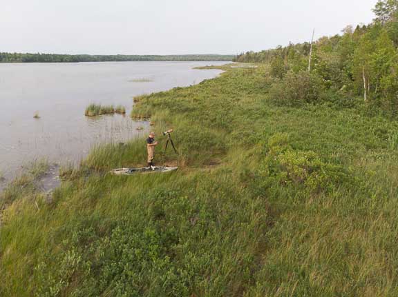 View of the kayak eagle photography setup