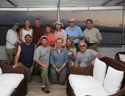 Galapagos tourists on boat
