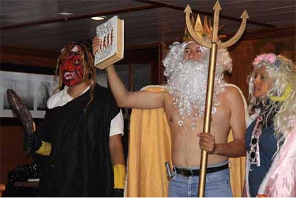 Galapagos guide playing King Neptune