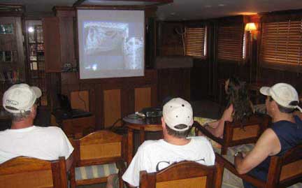 Lecturing on big screen TV