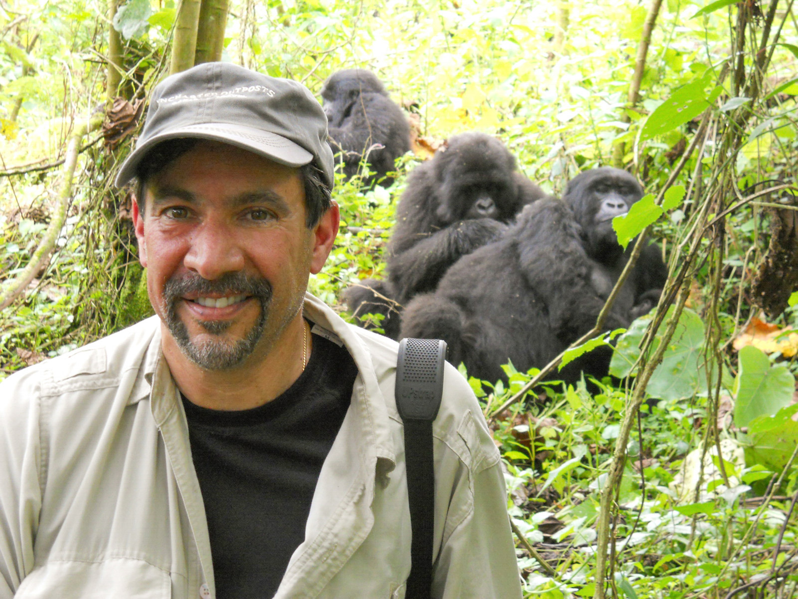 Dr. P with a troop of gorillas in Rwanda