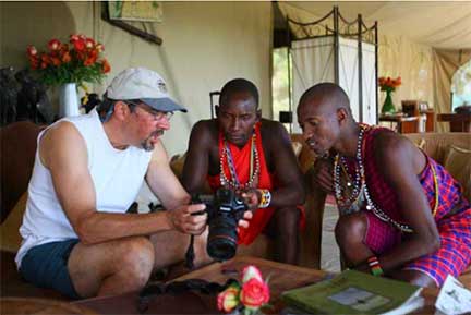 DrP teaching photography to masai guides