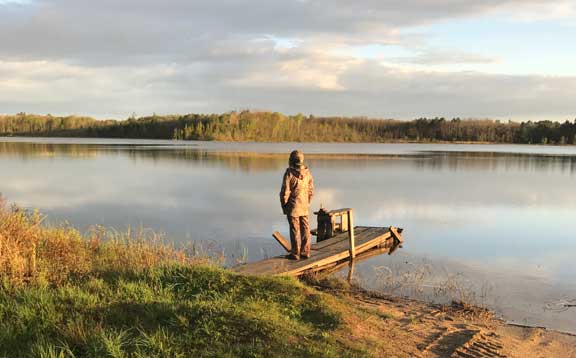 sunrise on an inland lake in Michigan while looking for eagles