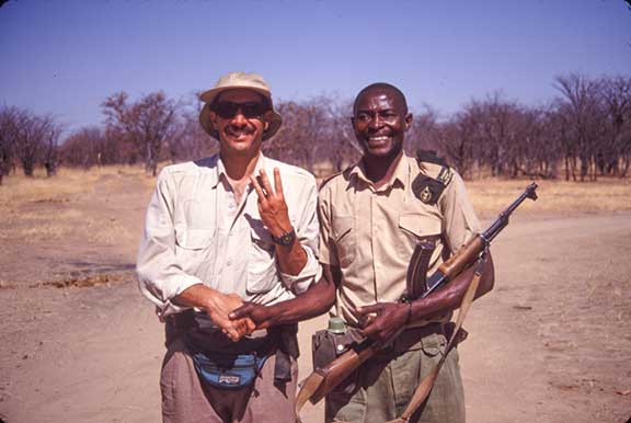Dr. P with park ranger 3 rhino Hwange National Park Zimbabwe