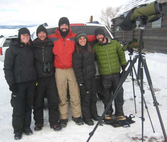 Wolf monitoring team with their spotting scopes