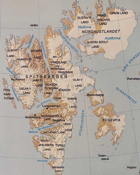 Polar bear snowmobile trip map.