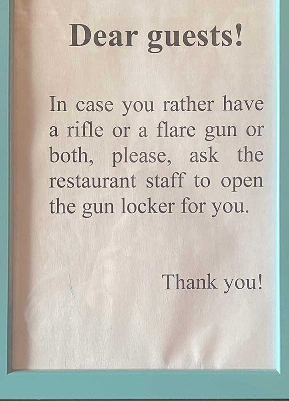 Sign at gun locker.