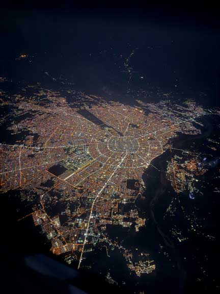City lights at night over Brazil
