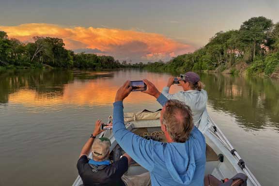 Sunset on the river from our boat