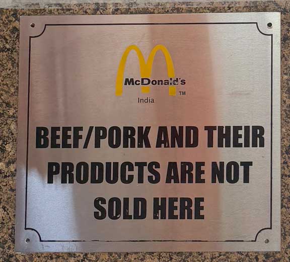 "No Pork" sign at McDonalds
