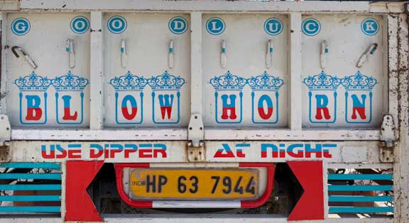 Sign on the back of a truck