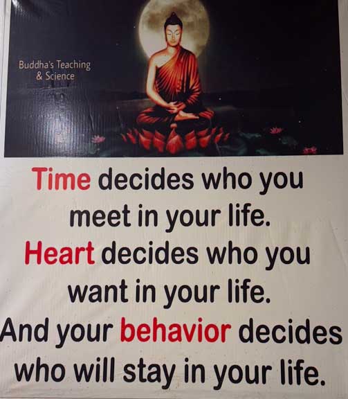 Buddhist saying at the hotel