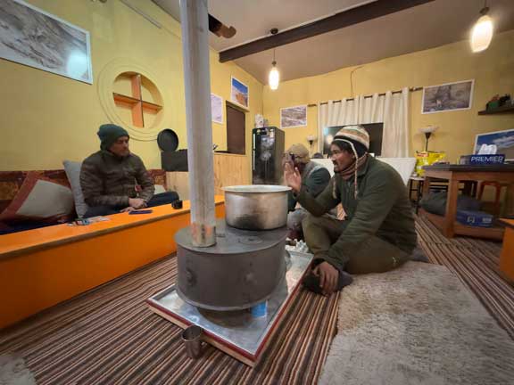 Guides discussing the next day's activities. 