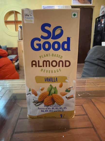 Container of almond milk