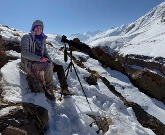 Santosh taking photos of the snow leopards. 