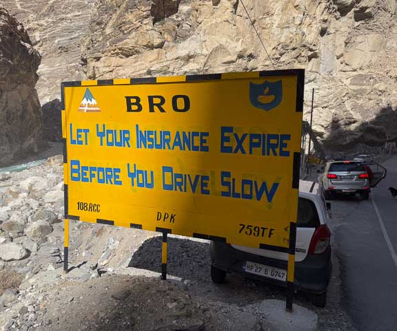 Sign at the start of our drive through the mountains