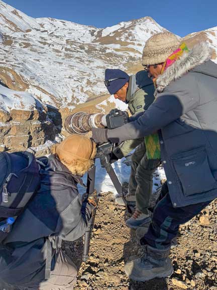 Porters setting up Dr. P's camera equipment