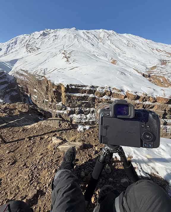 View of the camera and lens setup looking across the gorge