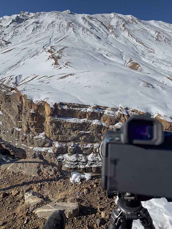 View of the camera and lens setup looking across the gorge