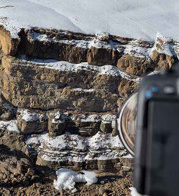 View of the camera and lens setup looking across the gorge
