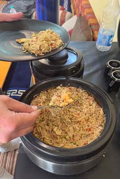 Noodle and rice dinner